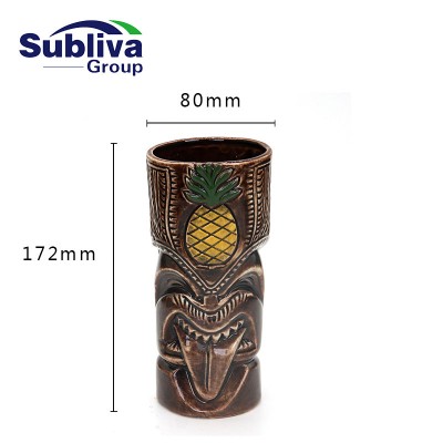 Ceramic Long Tongue Worrior Tiki Mug 490ml