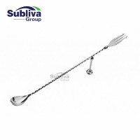 346mm Spiral Pattern Stainless Steel Bar Spoon Bar Bartender Cocktail Shaker Cocktail Mixing Spoon fork and spoon