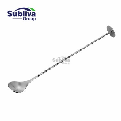 Wholesale Stainless Steel Disc Tail Bar Spoon Threaded Twisted Mixing Stir Spoon Measuring Spoon Bartender Tool