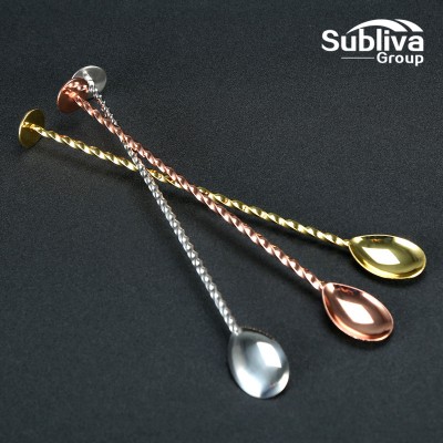 304 Stainless Steel Threaded Bar Spoon Swizzle Stick Coffee Cocktail Mojito Wine Spoons in Tool