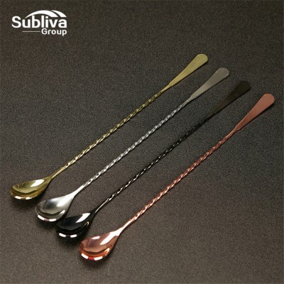 Wholesale 450mm Stainless Steel Flat Teardrop Bar Spoon Endurance Handle Cocktail Spoon