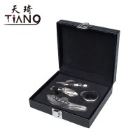 4pcs Wine Bar Tools Wine Opener Gift PU Box Set