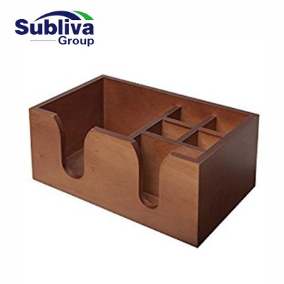 Wooden Classic Bar Caddy -  Brown Wood