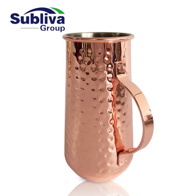 Copper Plated Tumbler With Handle  - Hammered 500ml