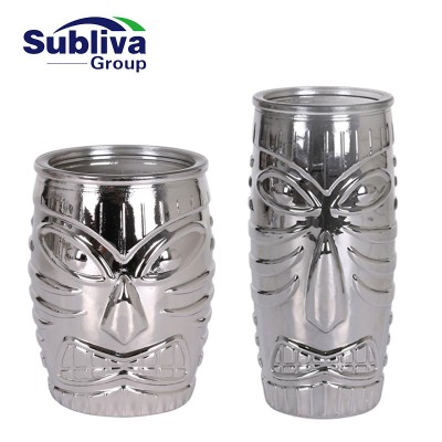 Silver Plated Tiki Old Fashioned Tumbler -Ball Glass 460ml/560ml